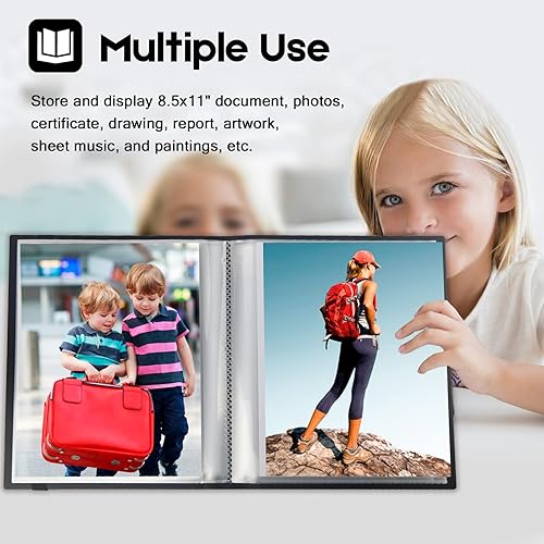 Miniatura 2 de Álbum de recortes de 8.5 x 11 pulgadas, álbum de fotos de 8.5 x 11 pulgadas con capacidad para 68 fotos, carpeta de portafolio de arte para imágenes