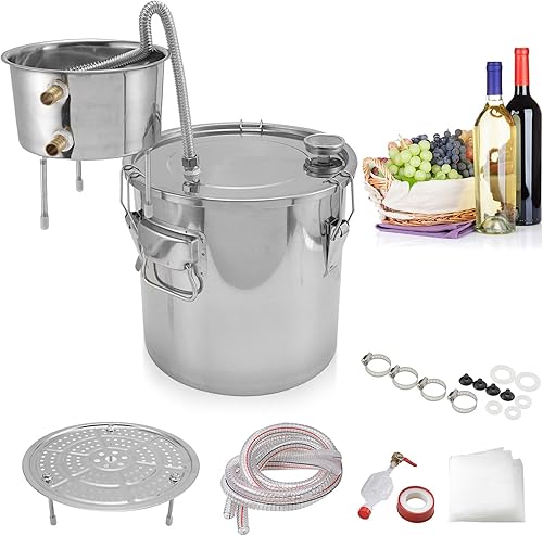BEAMNOVA Kit de aceite esencial de 2.9 gal11 litros, destilador de alcohol de agua, kit de preparación de vino para el hogar, caldera de aceite de
