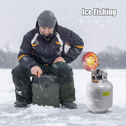 Miniatura 2 de HAPPYGRILL Calentador de tanque de propano de 15,000 BTU con ajustes de calor ajustables, calentador portátil para exteriores con interruptor de