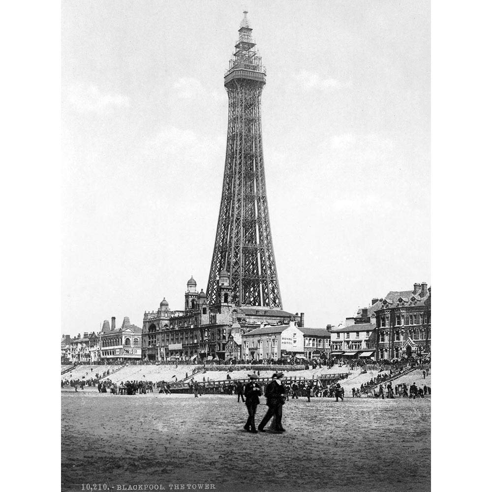 Wee Blue Coo Blackpool The Tower England Vintage History Old BW Art Print Poster Wall Decor 12X16 Inch