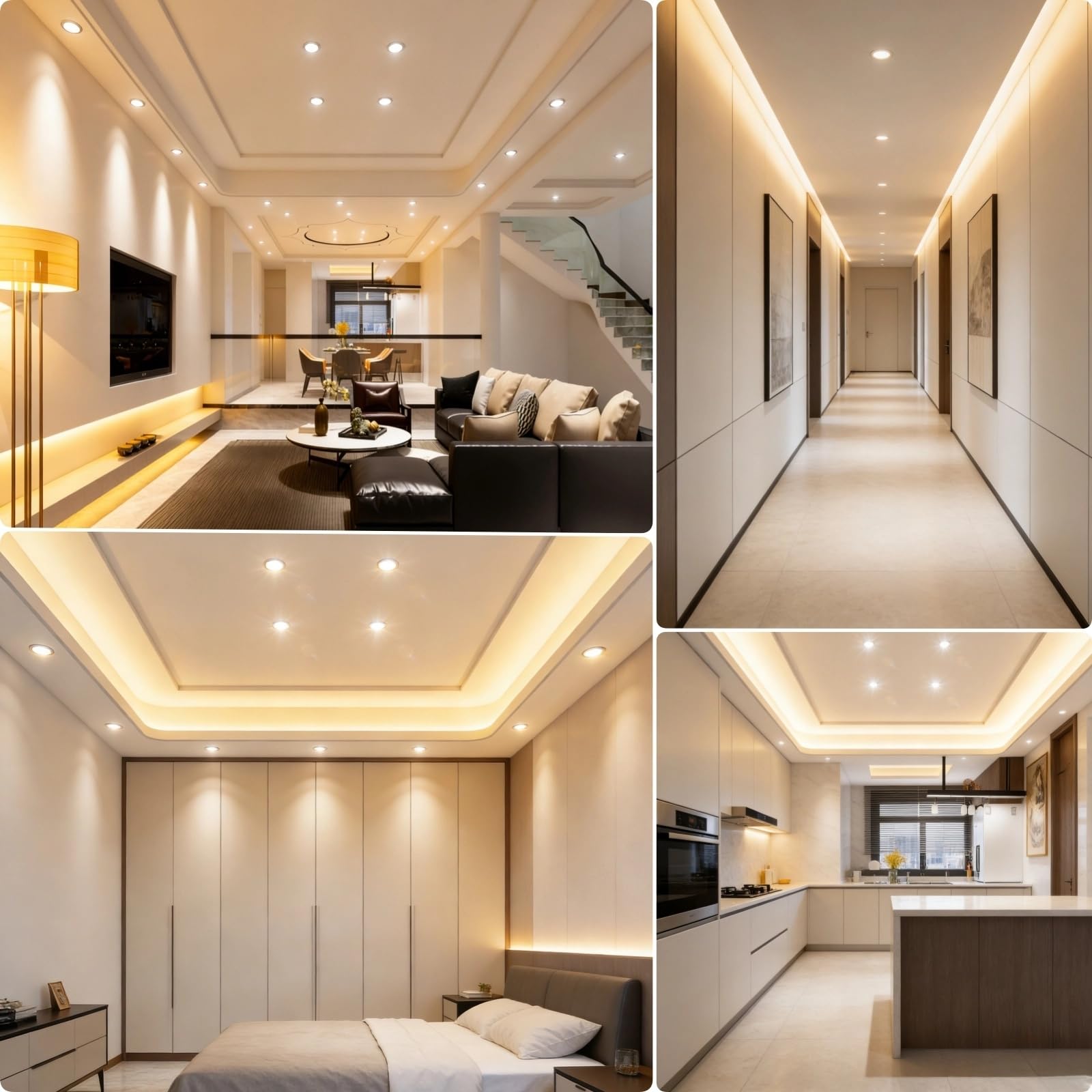 HiBay 16er Set LED Einbaustrahler 230V dimmbar IP44, 7W COB Spot Weiß, 600lm Warmweiß 3000K, Lochmaß 65-85mm, für Badezimmer Küche Wohnzimmer