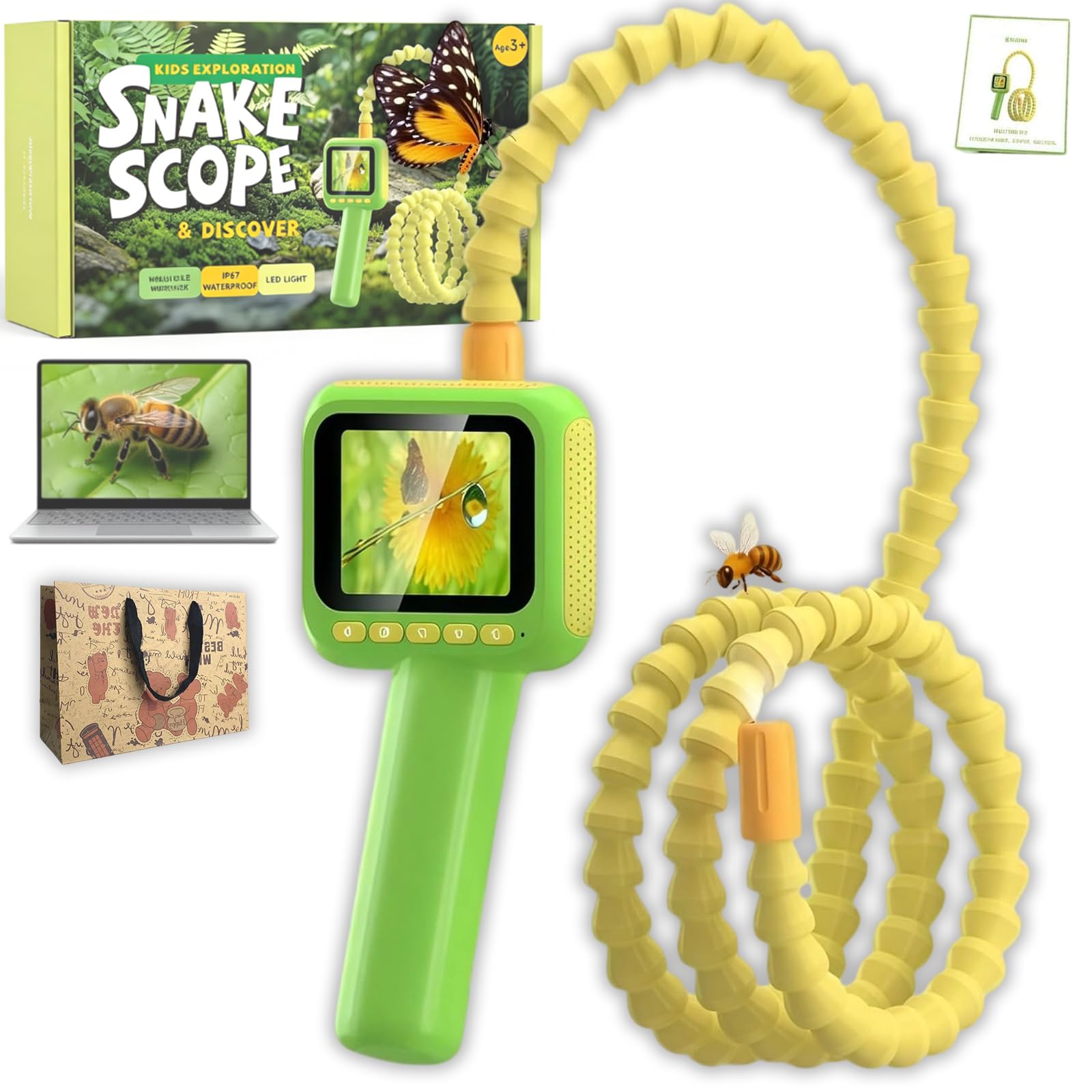 Endoskopkamera FüR Kinder, 2,8-Zoll Kinder Entdecker Kamera Mit Licht, 1080p Erkundungsspielzeug-Set, FüR Outdoor Unterwasser & Natur Entdecken, Geburtstagsgeschenk FüR Jungen & MäDchen (2PCS)