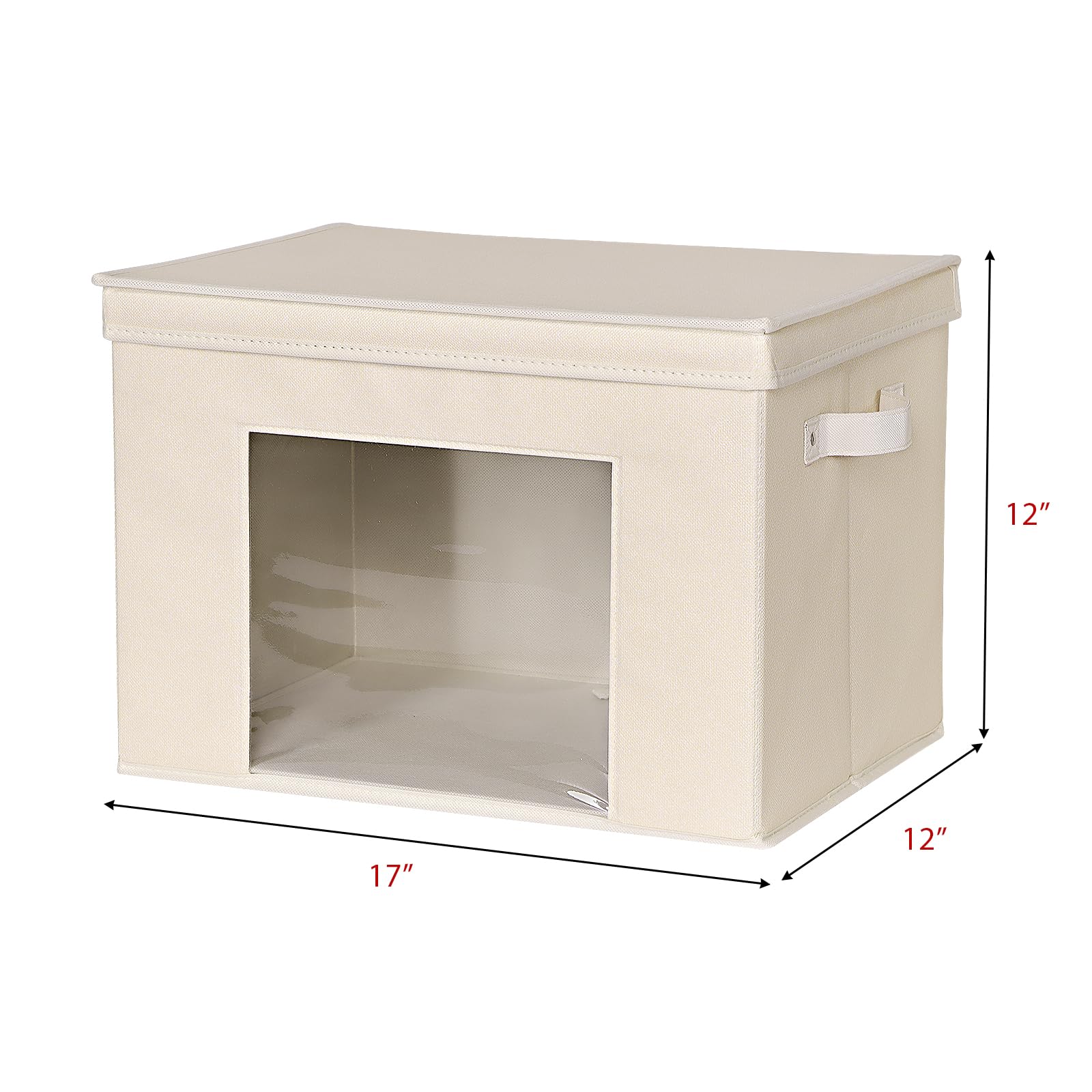 Syeeiex Groß Aufbewahrungsboxen mit Deckel, Faltbare Aufbewahrungsbox mit Deckel Stoff, Aufbewahrungskörbe für Kleidung, 43x30x30 cm, 4 Stück, Beige