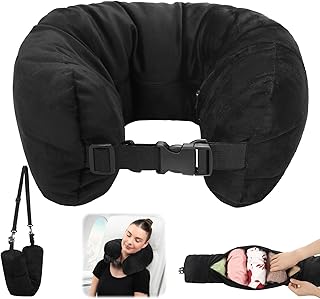 EVEPRUS Travel Pillow for Extra Luggage,Stuffable Neck Pillow for Travel,Soft Velvet Cover,Adjustable Neck Size,Holds 3 Da