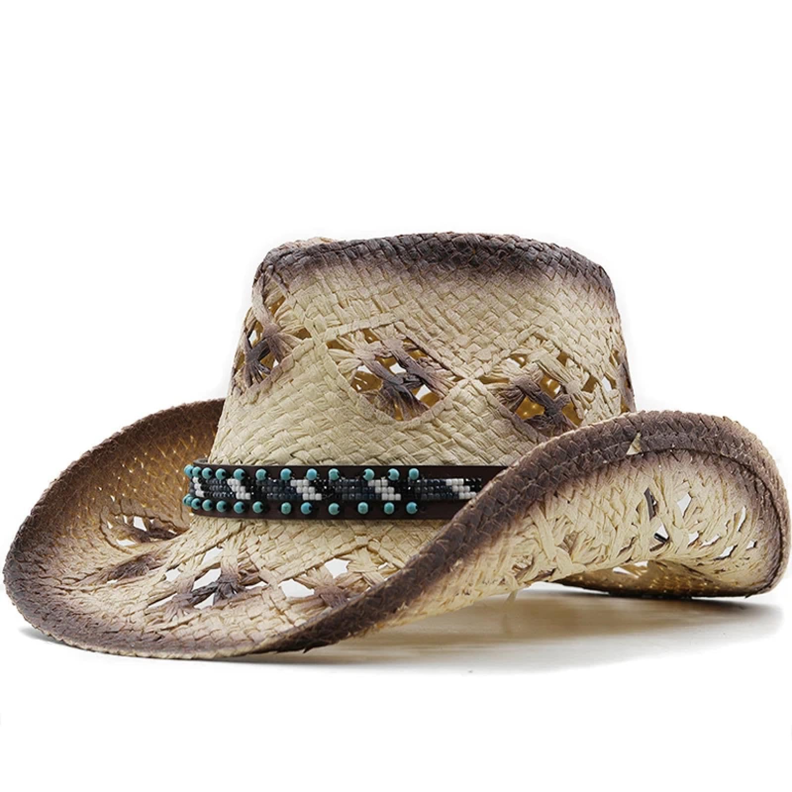 WUFANGBU Sombrero De Sol Hecho A Mano Simple para Hombres Y Mujeres Sombrero De Paja De Vaquero Occidental Personalizado Sombrero De Playa