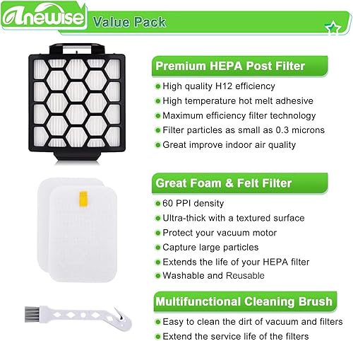 Miniatura 3 de Filtro de repuesto para Shark Navigator Zero-M Pet Pro ZU102 ZU60 ZU62 ZU62C ZU55 NV150 NV150C NV151 NV251 Rotator Pet NV255 Aspiradora vertical, 2