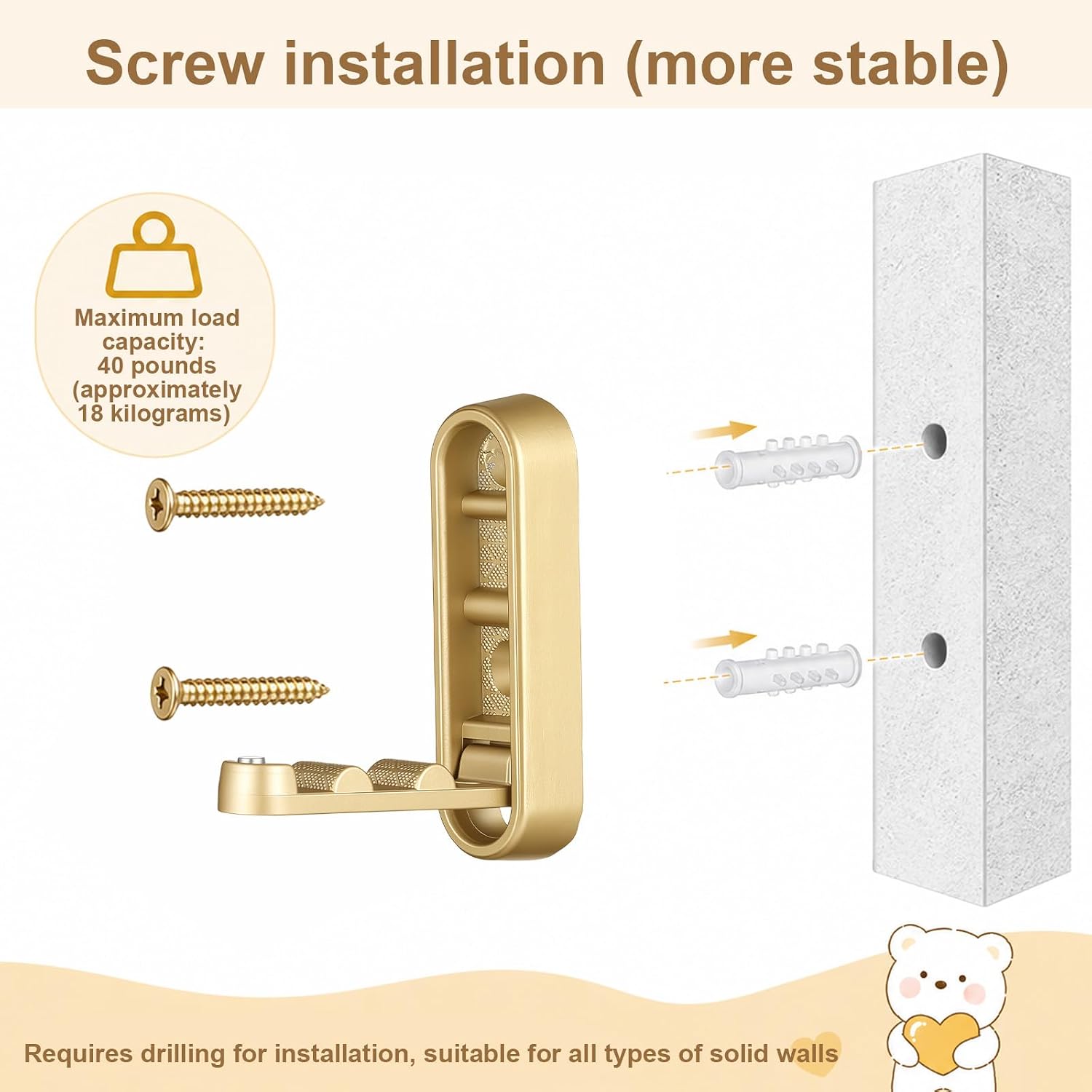 Gold Folding Coat Hooks 4 Pack - Heavy Duty Zinc Alloy Drop Down Wall Hooks, Retractable Hidden Clothes Hanger for Towel, Hat, Entryway, Bathroom, Closet