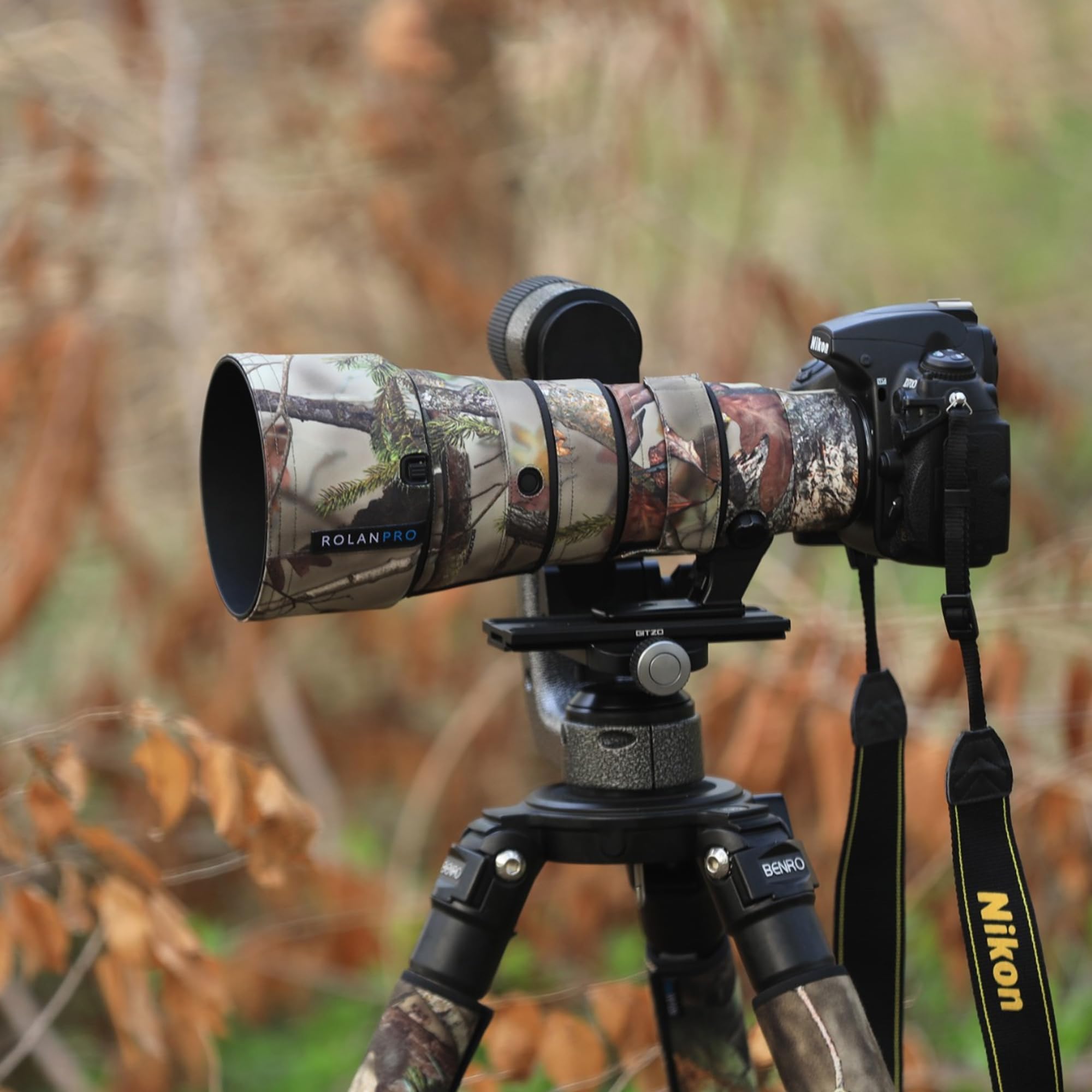 ROLANPRO Osłona Obiektywu Kompatybilna z Nikon AF-S 500mm F5.6E PF ED VR, Wodoodporna Kamuflażowa Osłona Ochronna Obserwacja Ptaków - #20 Jungle B