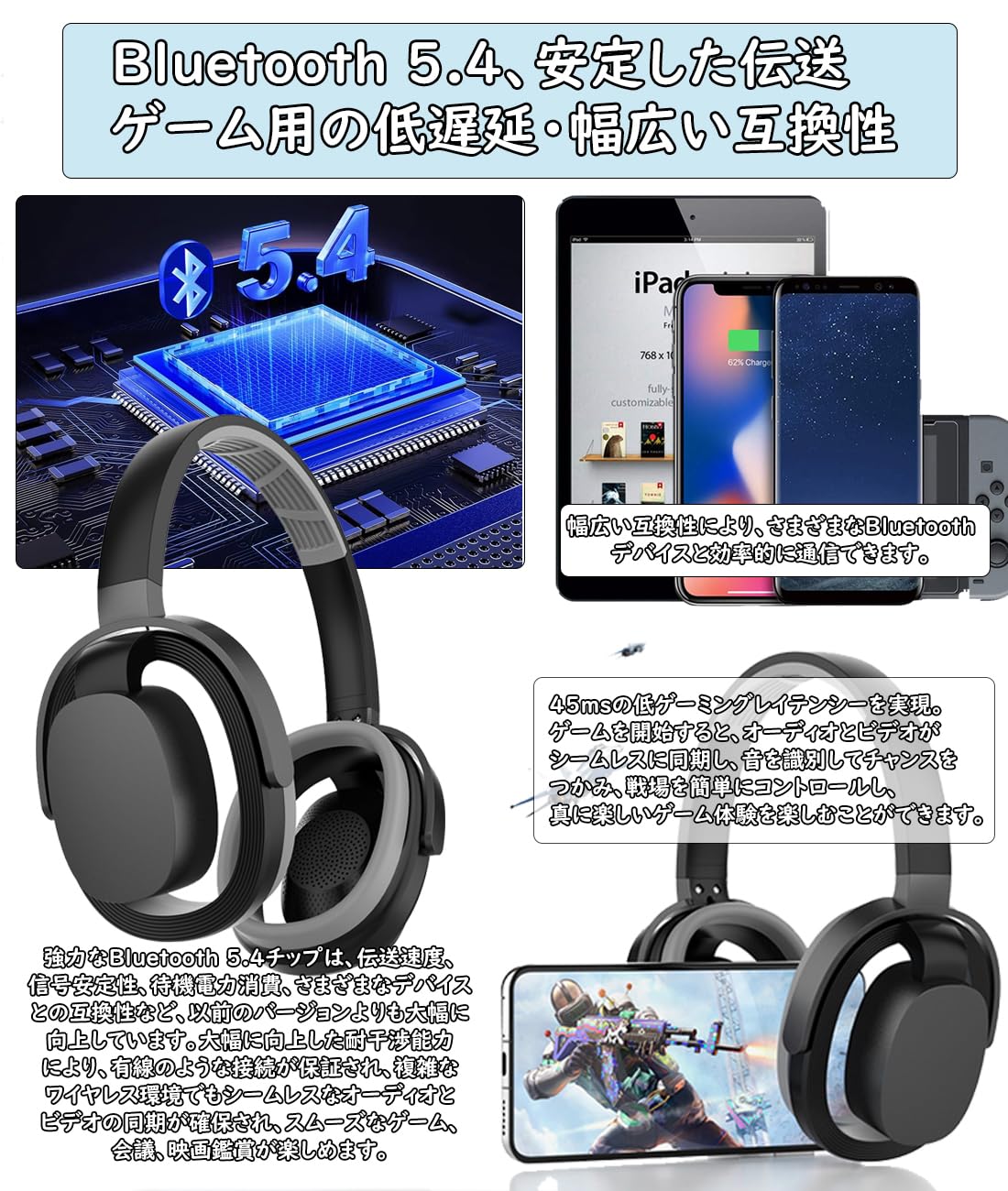 Amazon.co.jp: ワイヤレス ヘッドホン オープンイヤー型ヘッドホン