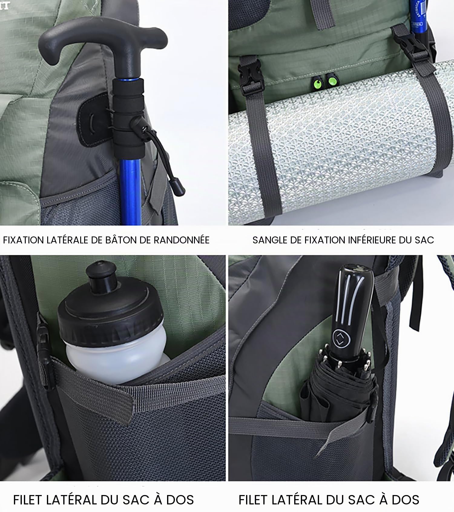 Bseash Sac à dos de randonnée léger et résistant à l'eau 50L, sac de jour pour le sport en plein air, sac de voyage pour l'escalade, le camping, le tourisme.