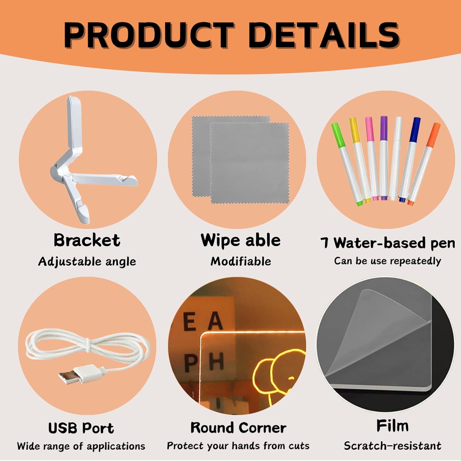 Lumiboard Led Drawing Board,11.8"X7.9" Lumiboard Rewritable Memo Pad with 7 Pens, Wall Mounted or Stand Up,Led Acrylic Light Up Drawing Pad for Kids and Adults (L (11.8 * 7.9))