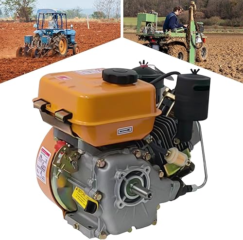 Miniatura 9 de Motor diesel 3HP, 196CC 4 tiempos de un solo cilindro, motor diesel de refrigeración por aire, motor horizontal oblicuo arranque manual, motor