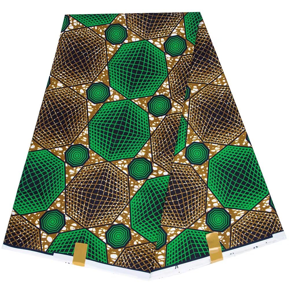 Amazon.com: HollandaisWax African Fabric Green Ankara Print