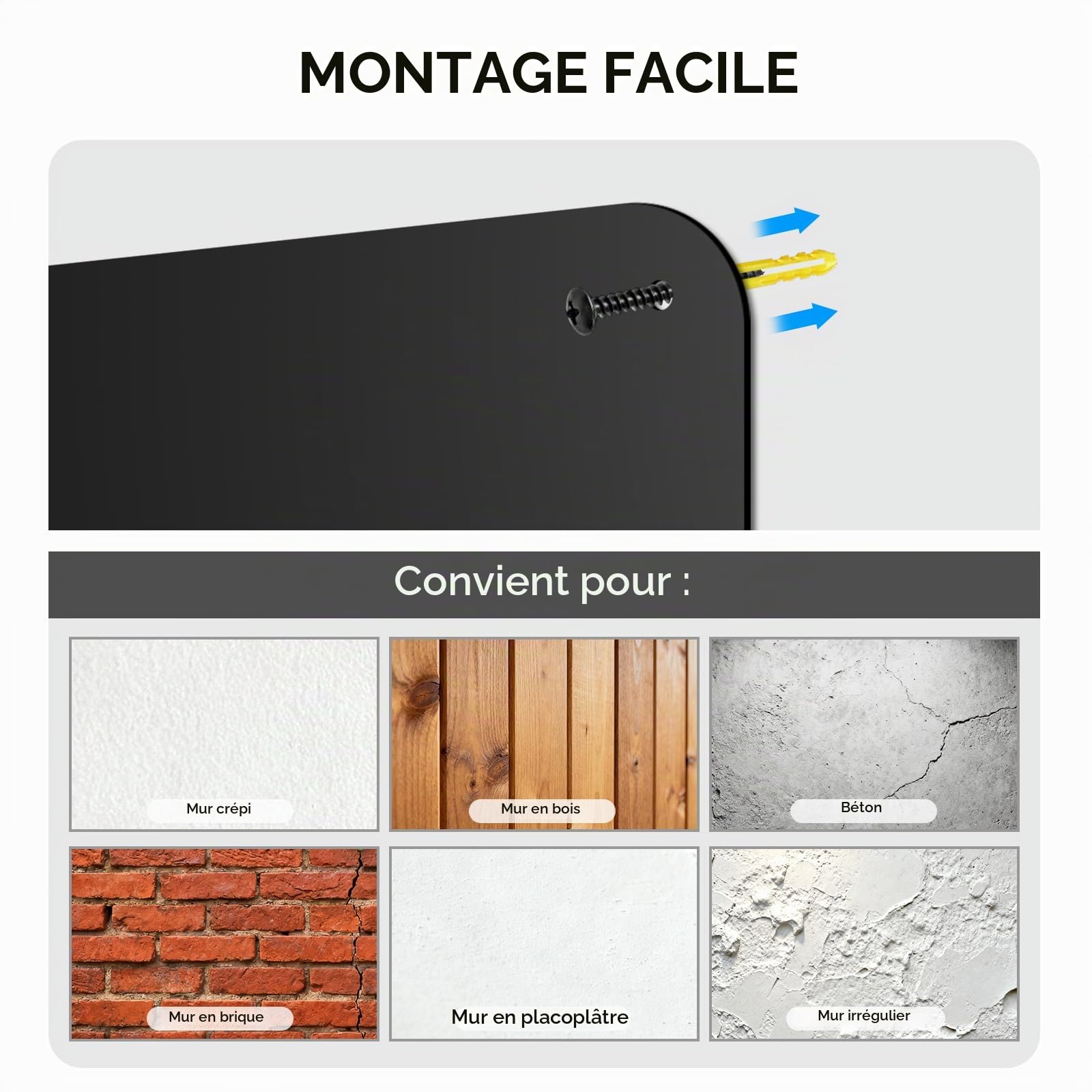 Tableau magnétique, noir, 30 x 70 cm, avec force magnétique puissante, pour photos et souvenirs, tableau magnétique mat pour salon, bureau, idéal pour les amateurs de voyage