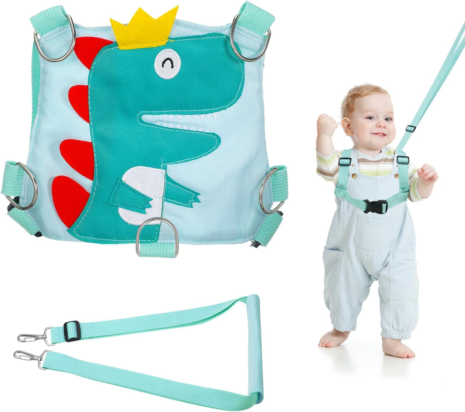 Baby Reins, Green Dinosaur Baby Walking Harness and Toddler Safety Harness, Baby Reins Safety Leash Baby Toddler Anti Lost Belt Reins for Toddlers Boys and Girls 1-5 Years
