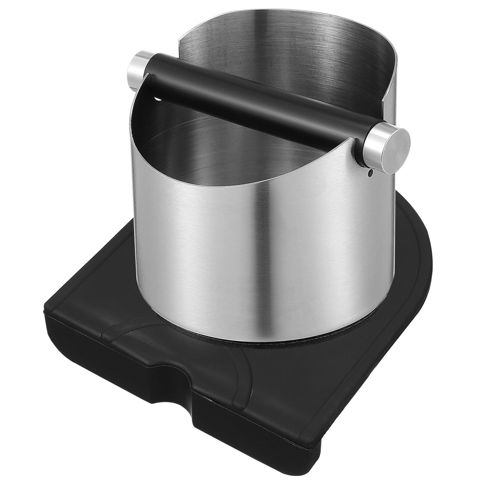 Veemoon Cubo para de Café de Acero Inoxidable 115X11 CM con Barra de Golpeo Desmontable y Base Antideslizante Negra Contenedor Práctico para Hogar Cafeterías y Bares