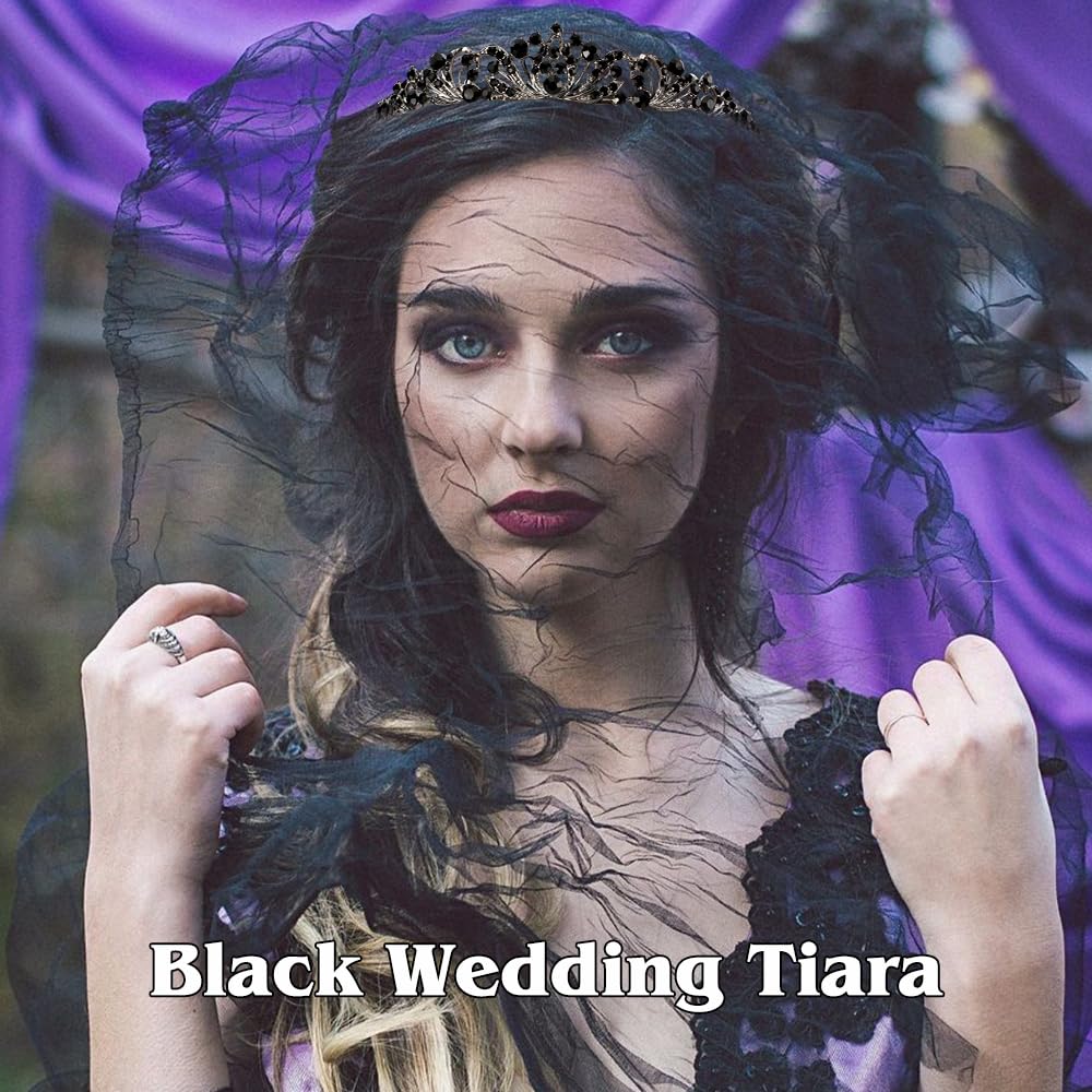 TOBATOBA Black Tiara Crowns for Women Girls Gothic Wedding Tiara Princess black Swan Costume for Wedding Prom Quinceanera Birthday Crown Halloween Hair Accessories - Image 3