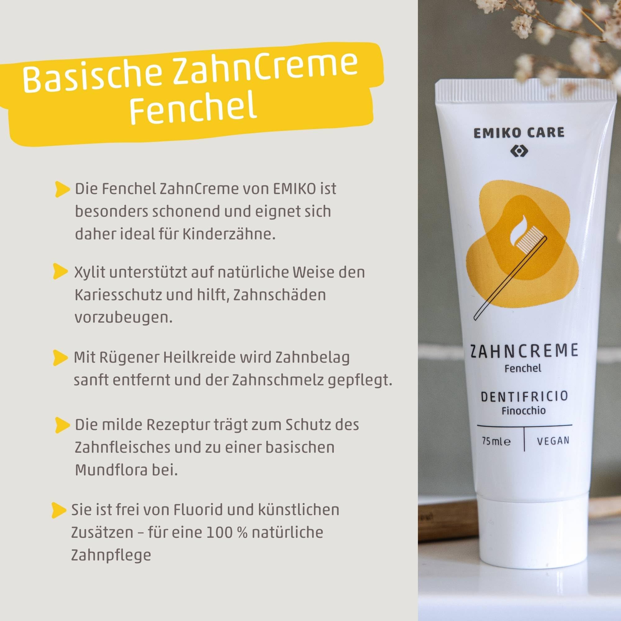 Emiko® Care - Pasta de dientes - Aceite de hinojo - 75 ml