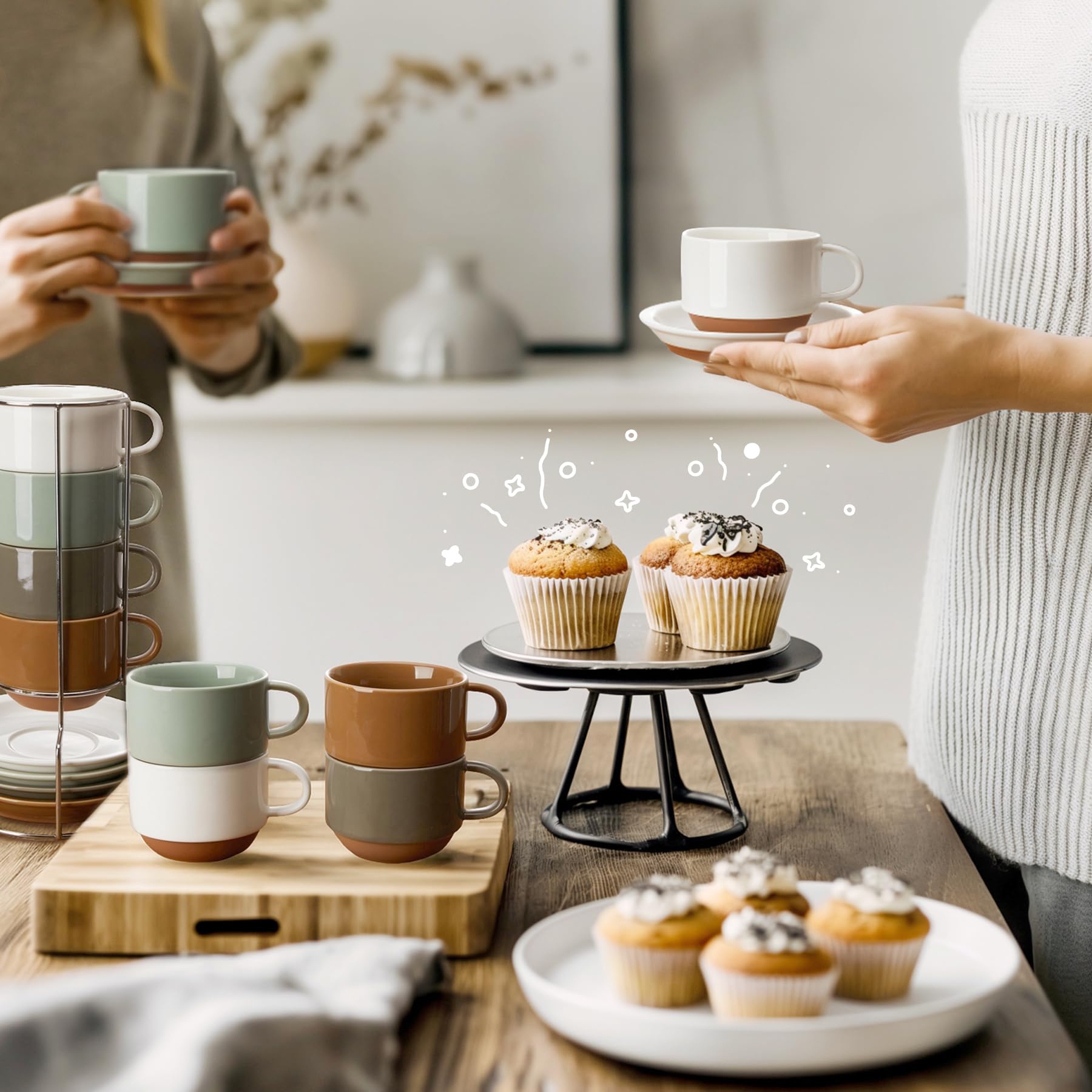 Amazon.com | Sweese 8 Ounce Cappuccino Cups Set of 4, Porcelain