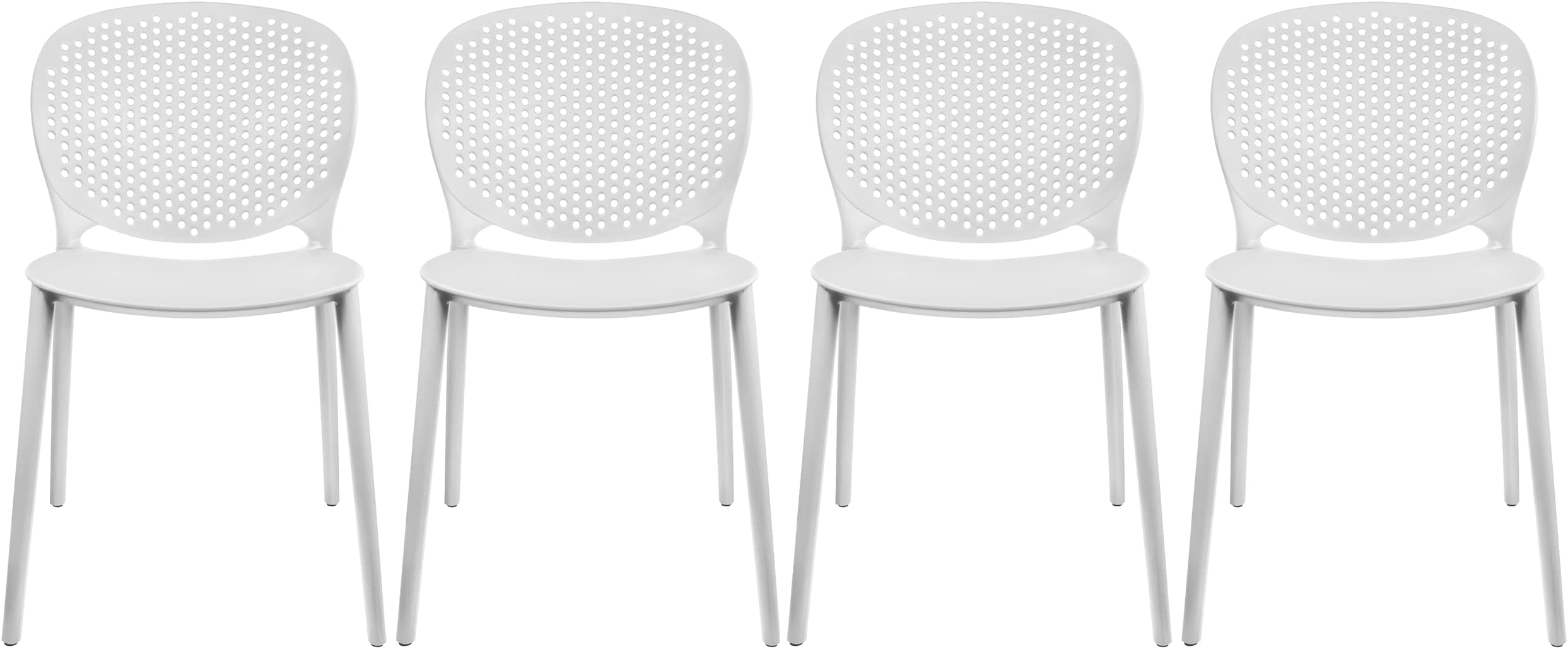 2xhome Set of 4 Patio Dining Chairs | Modern Stackable Outdoor Pool Side Chair | Weather Resistant Plastic for Yard, Porch, Balcony, Kitchen, White