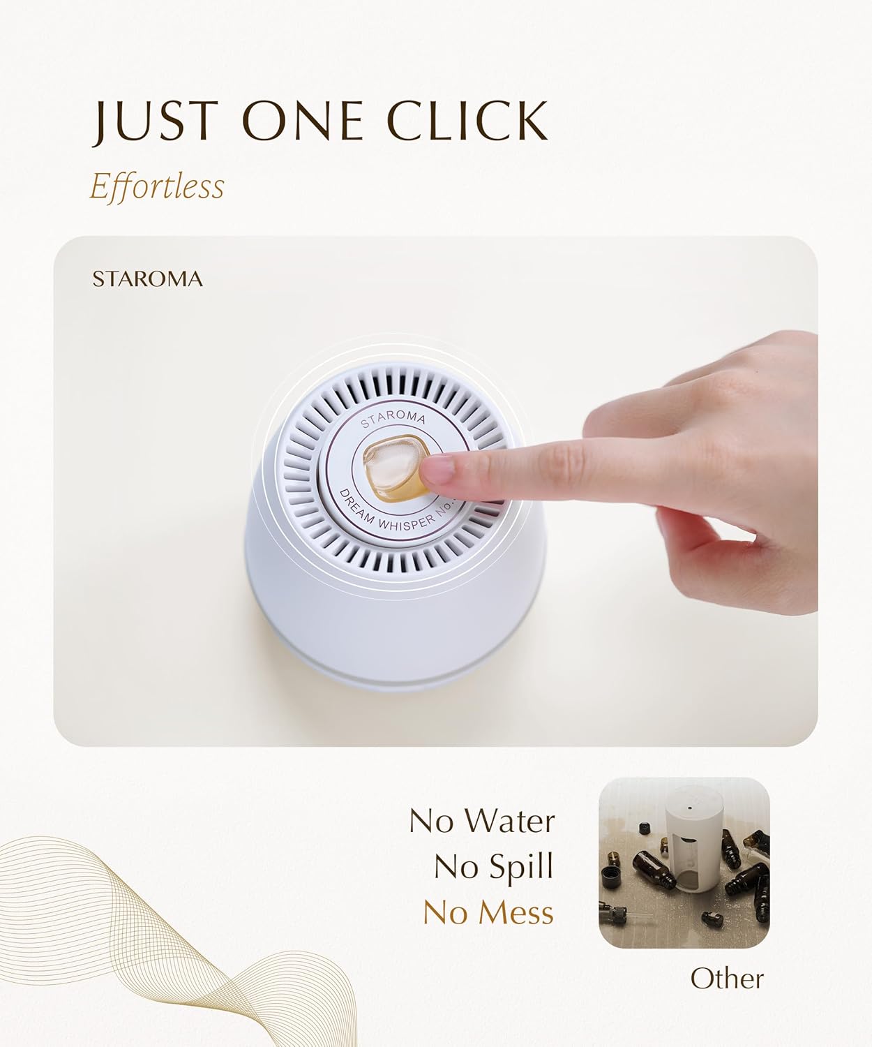 Waterless Diffuser Starter Kit (Jasmine Essential Oil), Gift, Car Air Freshener - Cordless, Rechargeable Battery, Small, Quiet, Adjustable Scent Level & Light - 200 sqft Small Home, Office