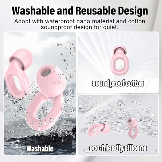 Ear Plugs for Sleeping, 35dB Noise Reduction Hearing Protection EarPlugs, Reusable Silicone Earplug, 7 Pair Eartips in XS/S/M/L Replaceable Single/Double Ear Plug for Sleep, Study, Work, Events