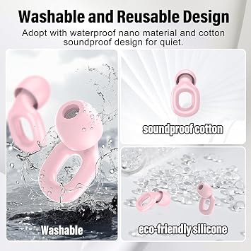 Ear Plugs for Sleeping, 35dB Noise Reduction Hearing Protection EarPlugs, Reusable Silicone Earplug, 7 Pair Eartips in XS/S/M/L Replaceable Single/Double Ear Plug for Sleep, Study, Work, Events