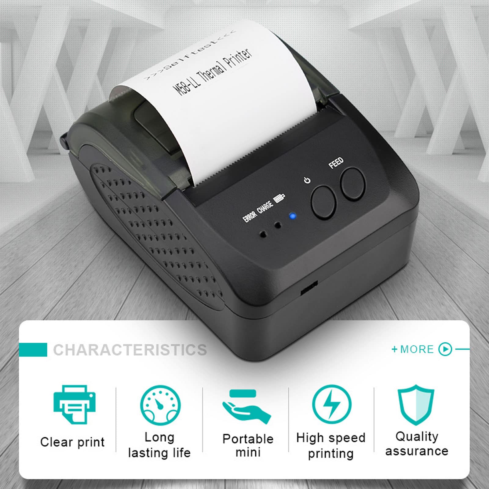 Bewinner Stampante Termica per Etichette, Etichettatrice Termica a Stampa Rapida da 90 Mm/s, Stampante Termica per Etichette Mini da 58 Mm per Piccole Imprese e Pacchetti, Compatibile