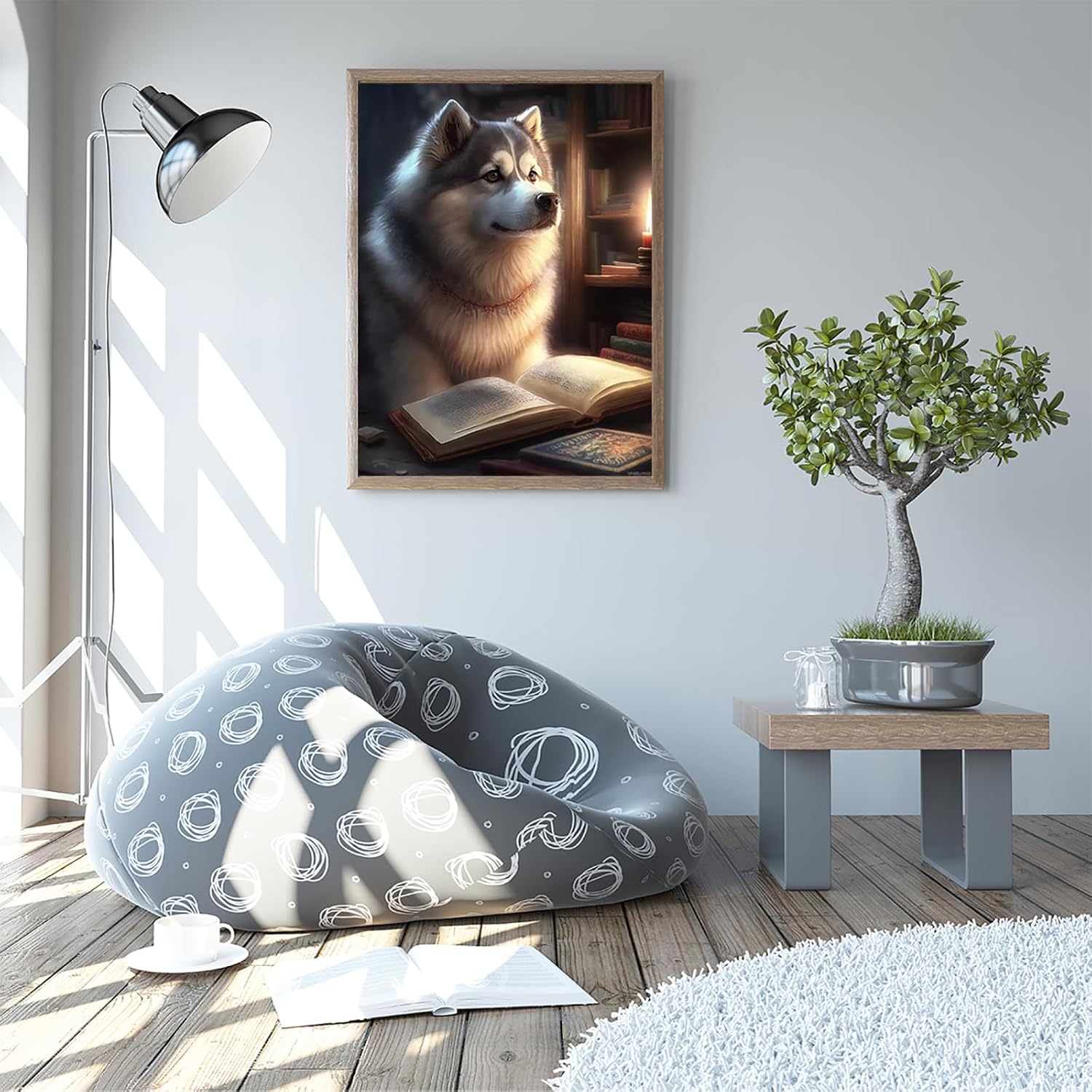 DIY 5D Diamond Art Painting Kits, Alaskan Malamute Dog Diamond Art for Adult, Animal Diamond Art for Adults, Round Drill Painting by Diamonds Art and Crafts for Home Wall Decor Gift 12x16 Inch