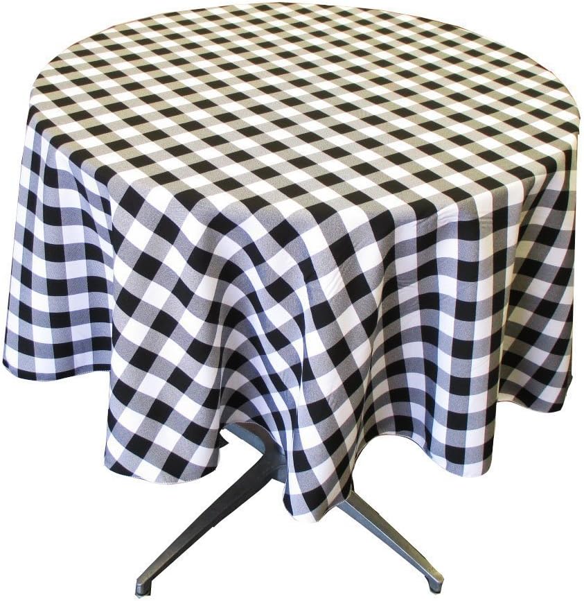 KS Linens Tablecloth Round 54" Checkered Perfect for Restaurant, Coffee Table, Overlay (Yellow)
