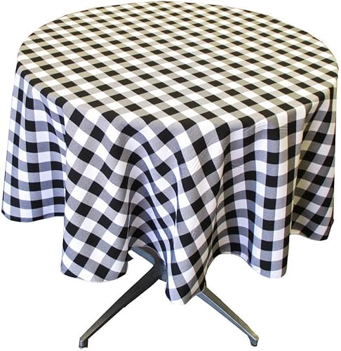 Ks Linens Mantel redondo a cuadros 72 – Ideal como superposición o mantel pequeño para restaurantes y mesas de café – Disponible en 13 colores