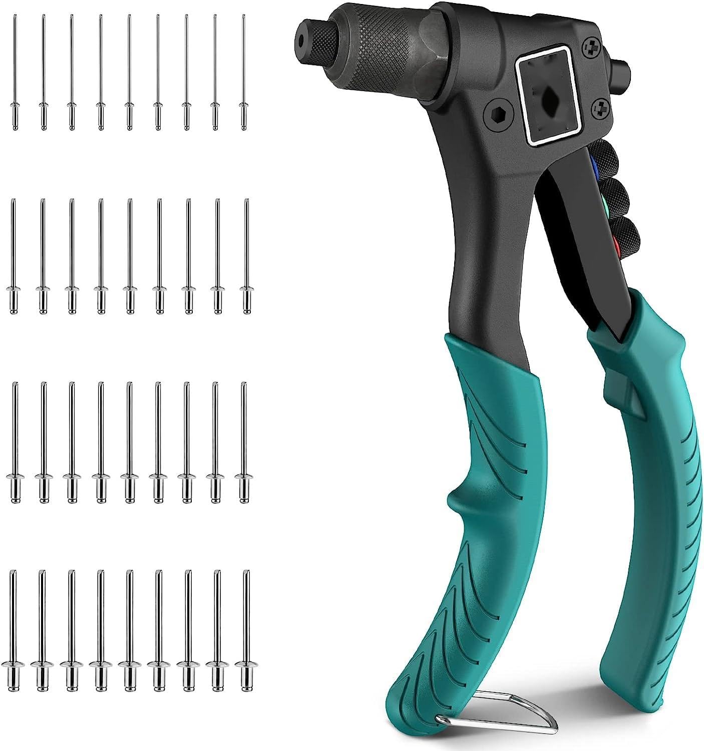 Riveter Set Rivet Pliers Blind Rivet Pliers with 100 Rivets in 4 Sizes Rivets Set at Professional Level for DIY