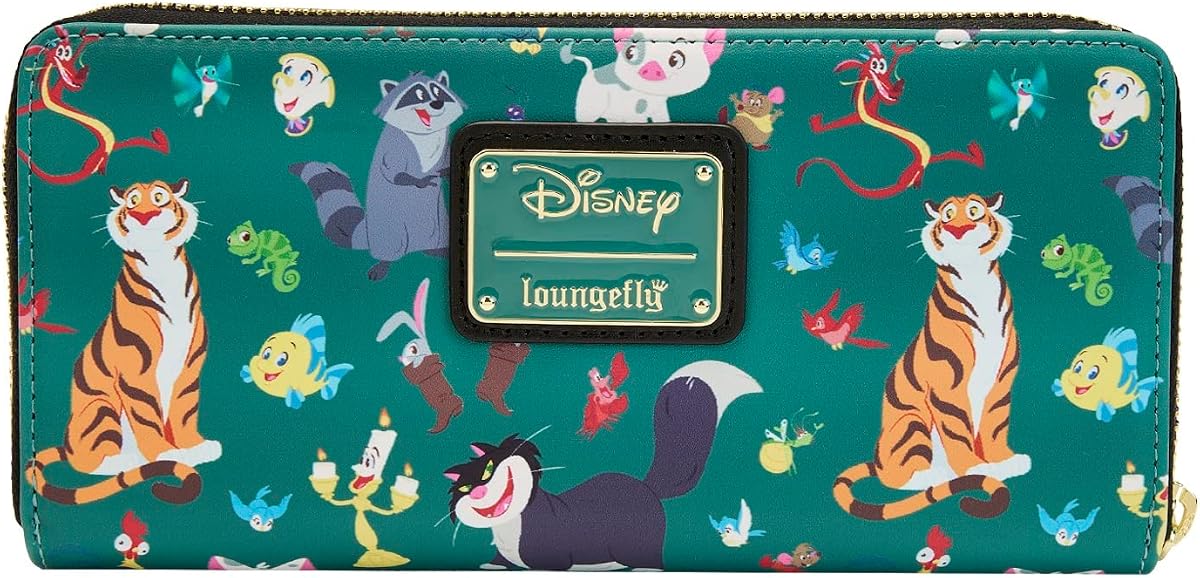 Loungefly Disney Wallet Princess Sidekicks Print Zip Faux Leather Clutch