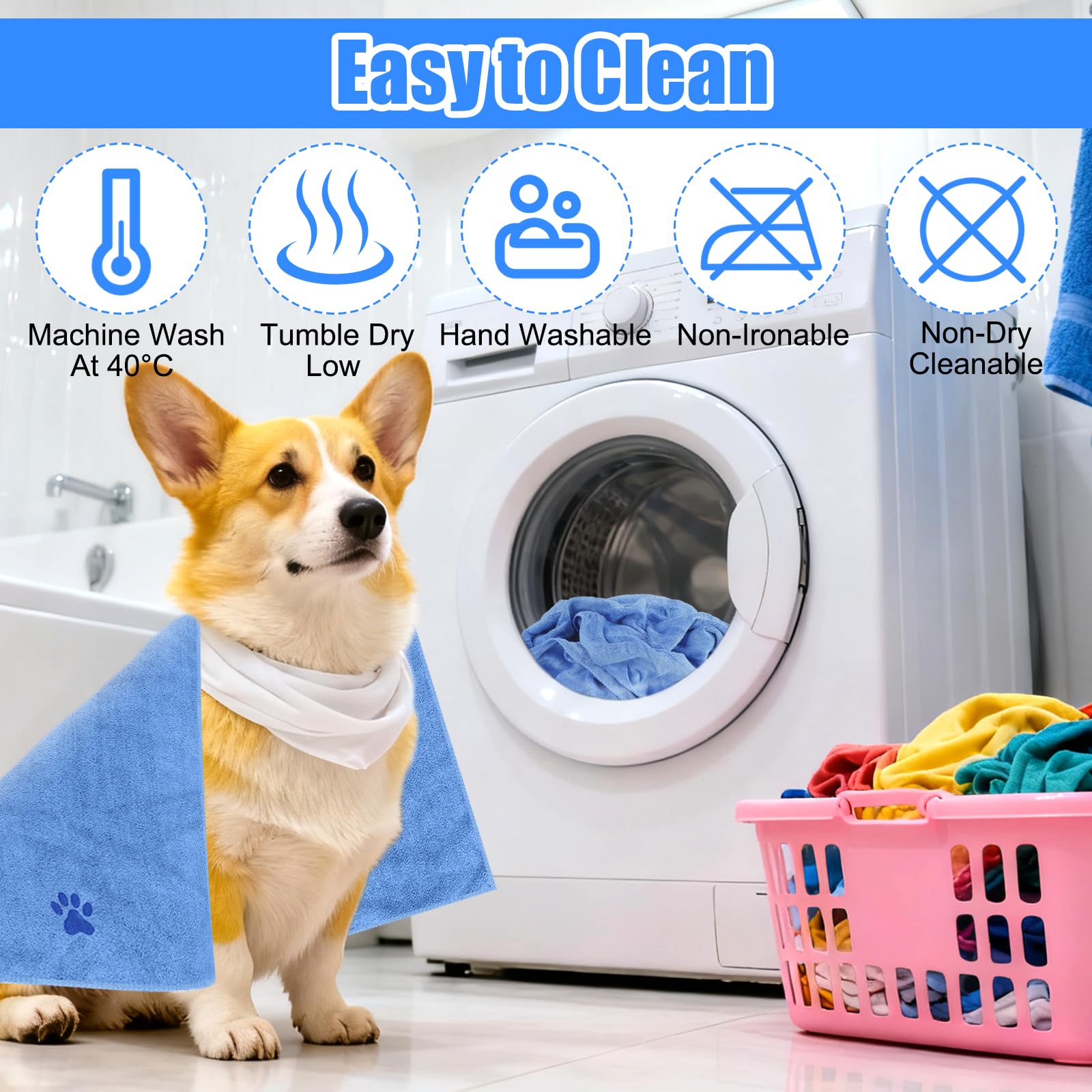 Lot De 2 Serviette pour Chien Extra Absorbante, 50 X 100Cm Serviette Chien Douce, Serviettes pour Chien Extra Absorbantes avec Motif Patte, Serviettes en Microfibre pour Chien avec Chiens, Chats