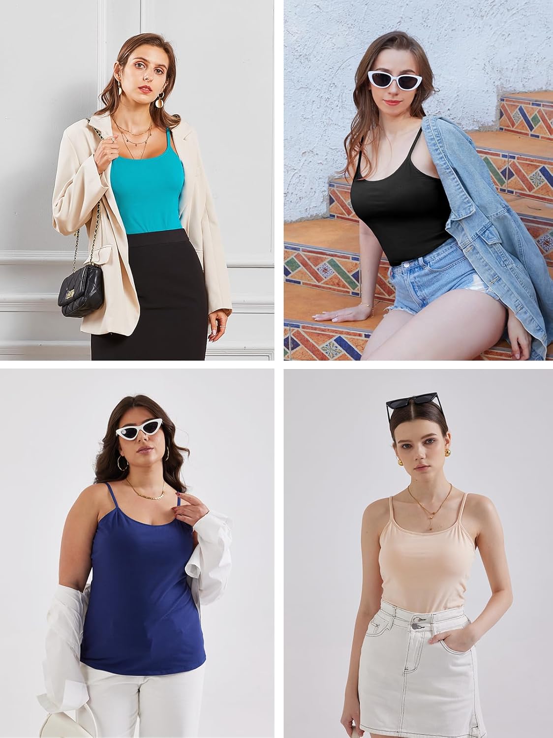 V FOR CITY Cotton Shelf Bra Camisole Tops for Women Adjustable Spaghetti Strap Tank Top Summer Cami Shirt 3 Pack - Image 6