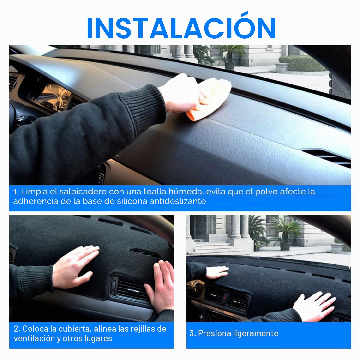 REMOCH Accesorios para Toyota Rav4 2025 2024 2023 2022 2021 2020 2019, Cubierta de salpicadero, Ajuste Personalizado, Cubierta de Consola Central, Protector Solar RAV 4 Pad (Borde Negro)