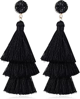 Layered Tassel Earrings Bohemian Tiered Tassel Dangle Earrings Colorful Stud Drop Earrings for Women Girls Jewelry Gifts for Christmas Valentine Day