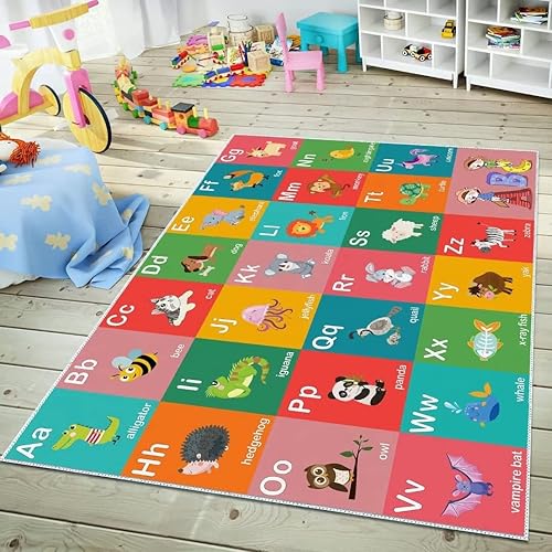Miniatura 8 de ABC - Alfombra educativa del alfabeto, alfombra de juegos divertidos para niños, sala de juegos, aula, antideslizante, lavable, alfombra de suelo