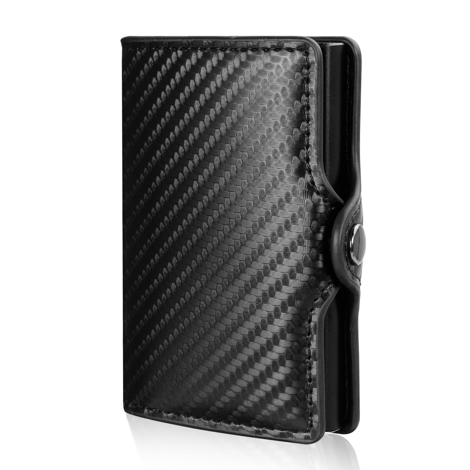 AiQInu Portafoglio Uomo, Portafoglio Uomo Slim di Protezione RFID, porta carte di credito uomo Scomparti per tessere, banconote e monete Elegante e Compatto Nero