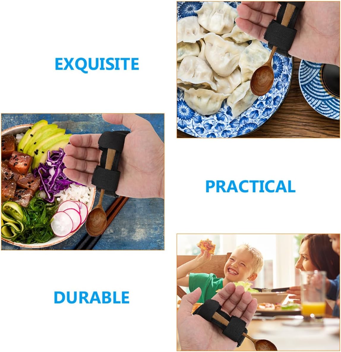 LALAFINA 6pcs Adaptive Utensil Holder Hand Strap for Eating Assistance for Elderly and Disabled Individuals Grip for Utensils and Items