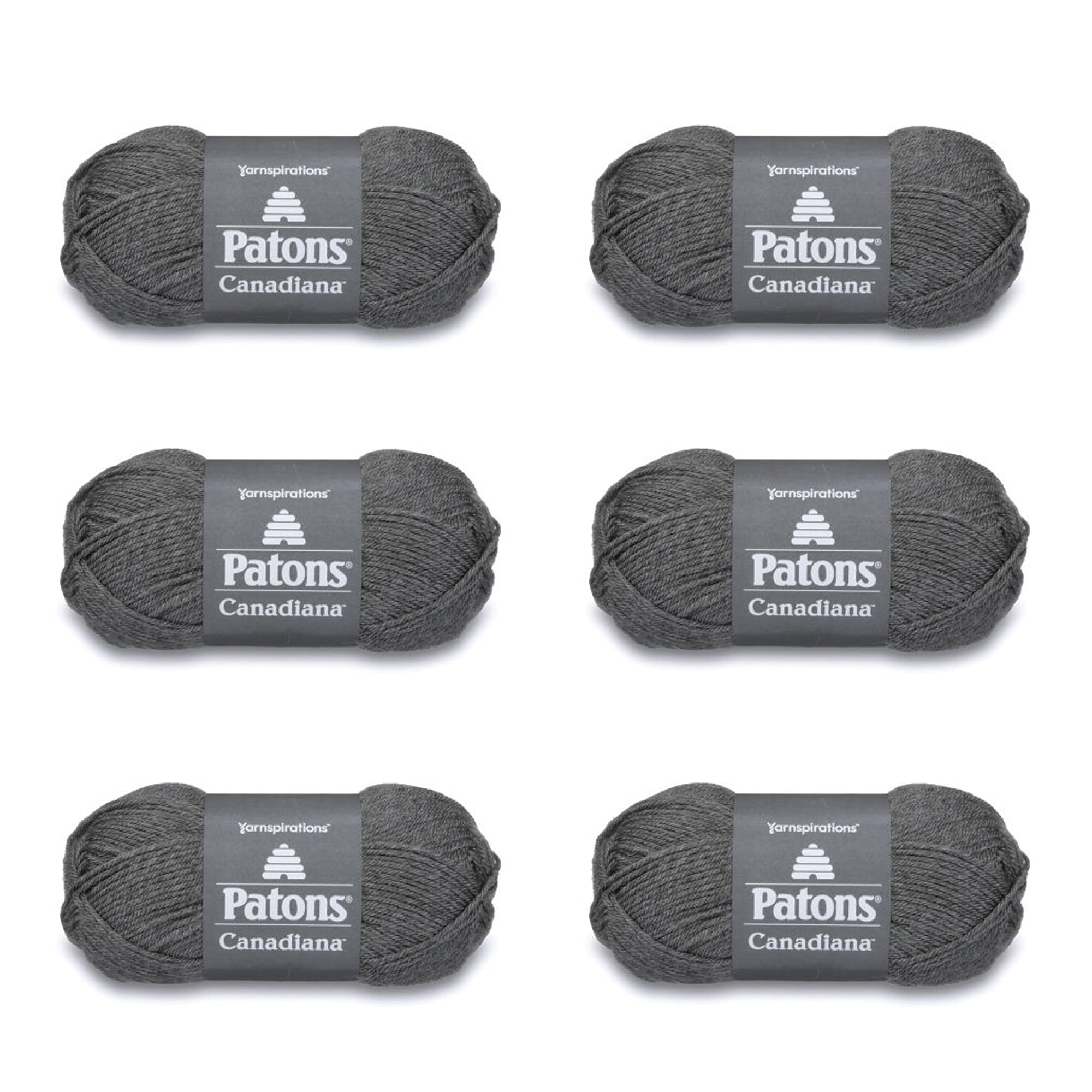 Patons Canadiana Medium Gray Mix Yarn - 6 Pack of 3.5oz/100g - Acrylic - 4 Medium - 205 Yards - Knitting, Crocheting & Crafts
