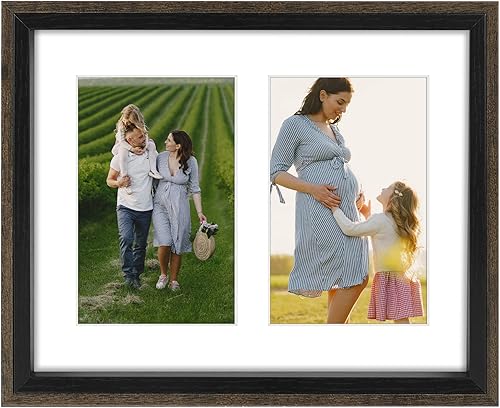 Golden State Art, Marco de fotos de collage de 8 x 10 pulgadas con dos aperturas de 4 x 6 pulgadas, pantalla horizontal y vertical, marcos rústicos