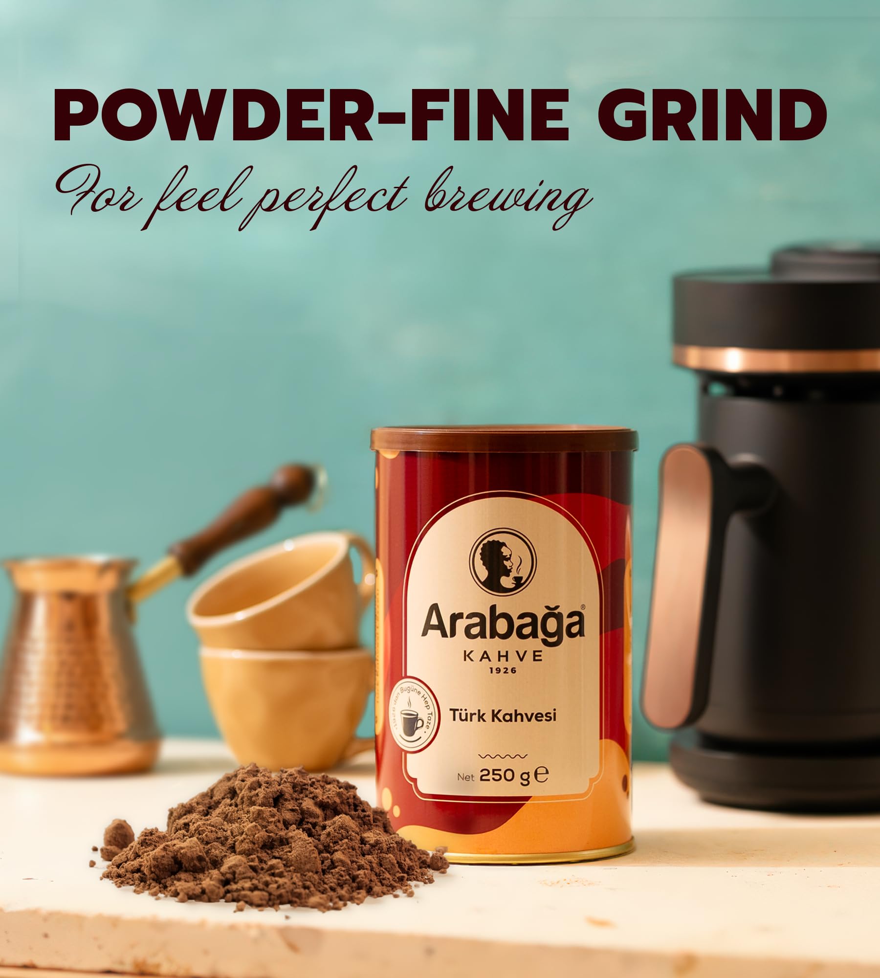 Café Turc Arabaga - Café Moulu Gourmet Torréfaction Moyenne,100 Ans de Tradition, Parfait pour les Amateurs de Café, 250g