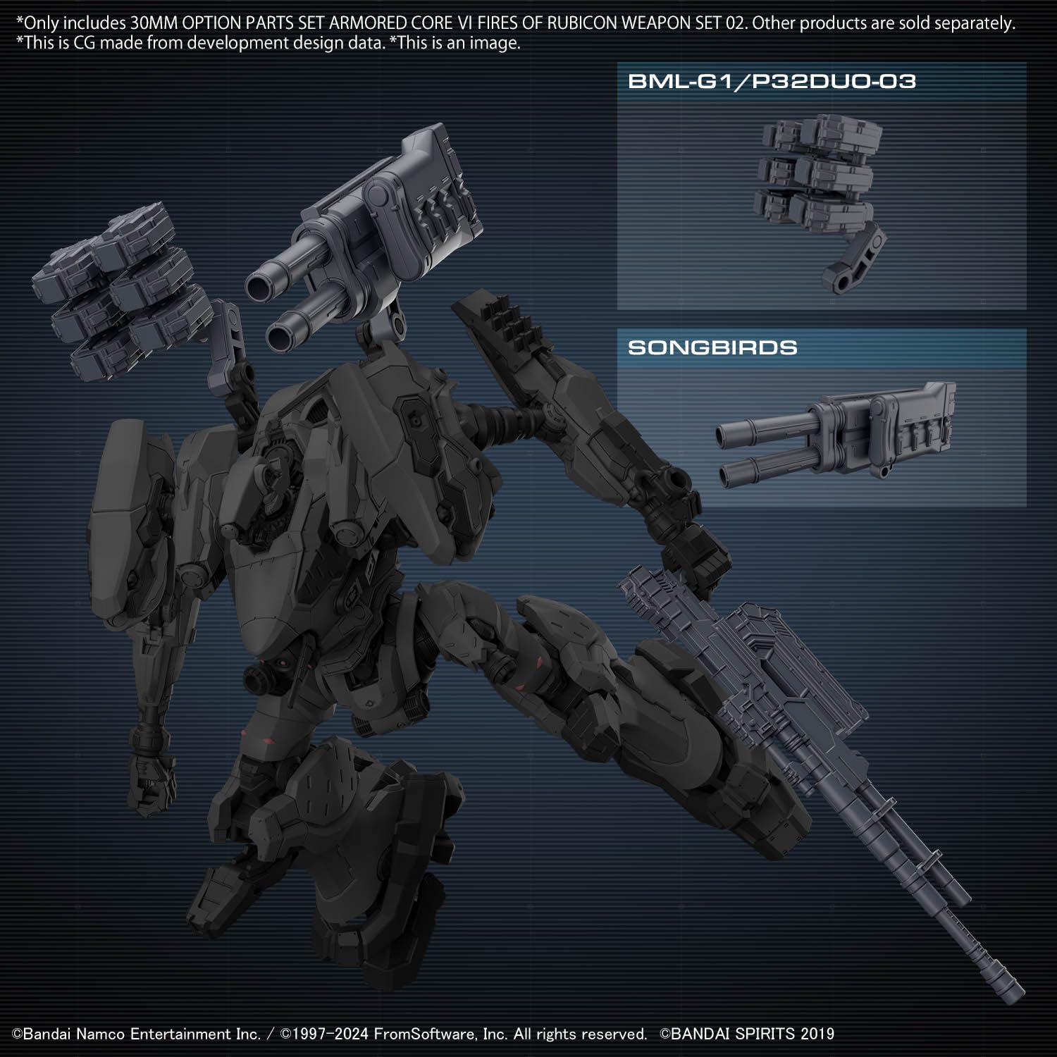 Bandai Hobby - Armored Core VI Fires of Rubicon - #02 Option Parts Set - Set di Armi 02 30 MM 1/144 Model Kit