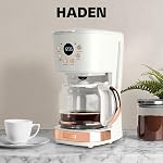 Haden 75092 Machine à Café Heritage 12 Tasses avec Carafe en Verre, Machine à Café Vintage Programmable Innovante pour Comptoir de Maison, Ivoire/Cuivre