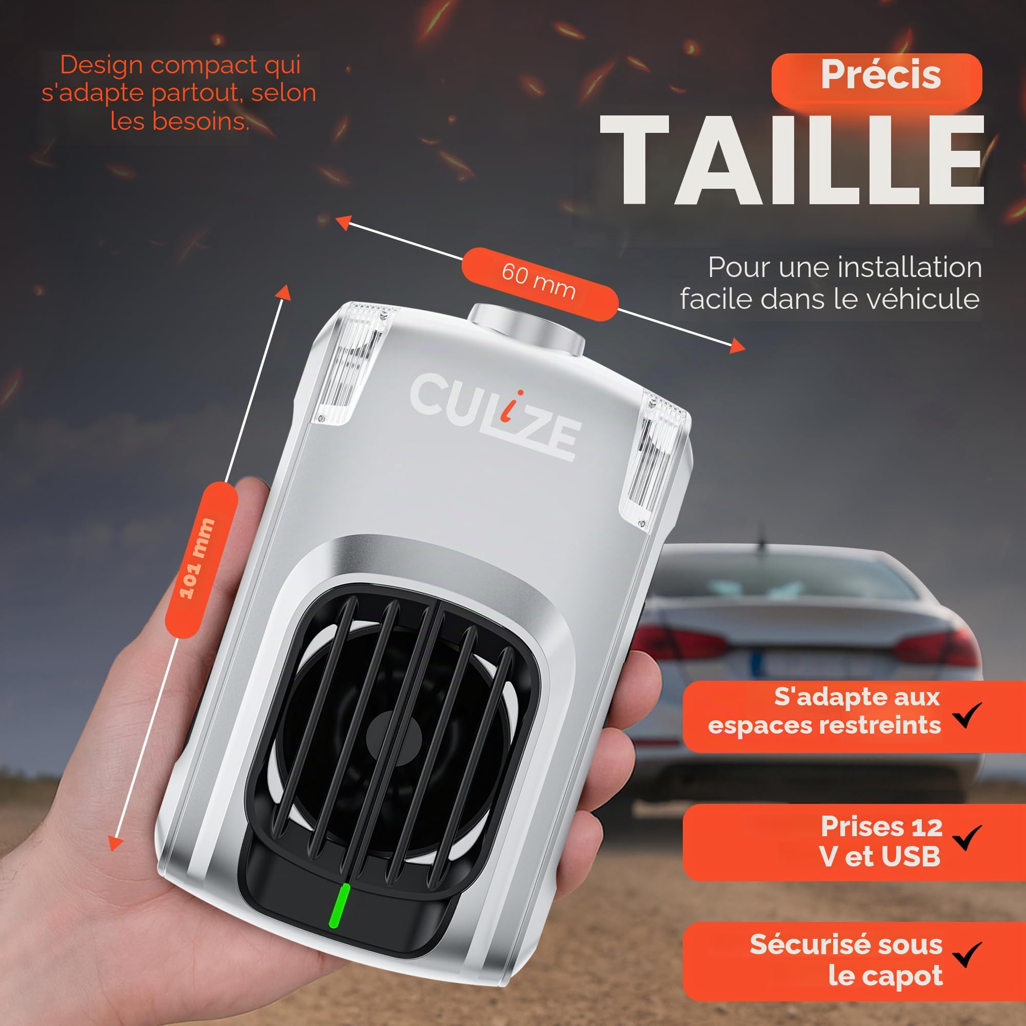 Répulsif à gueules 3 en 1 avec ultrasons et anti-accoutumance d'environ 100 m² - Avec capteur infrarouge et protection 3 fois - Protection contre les martres pour voiture