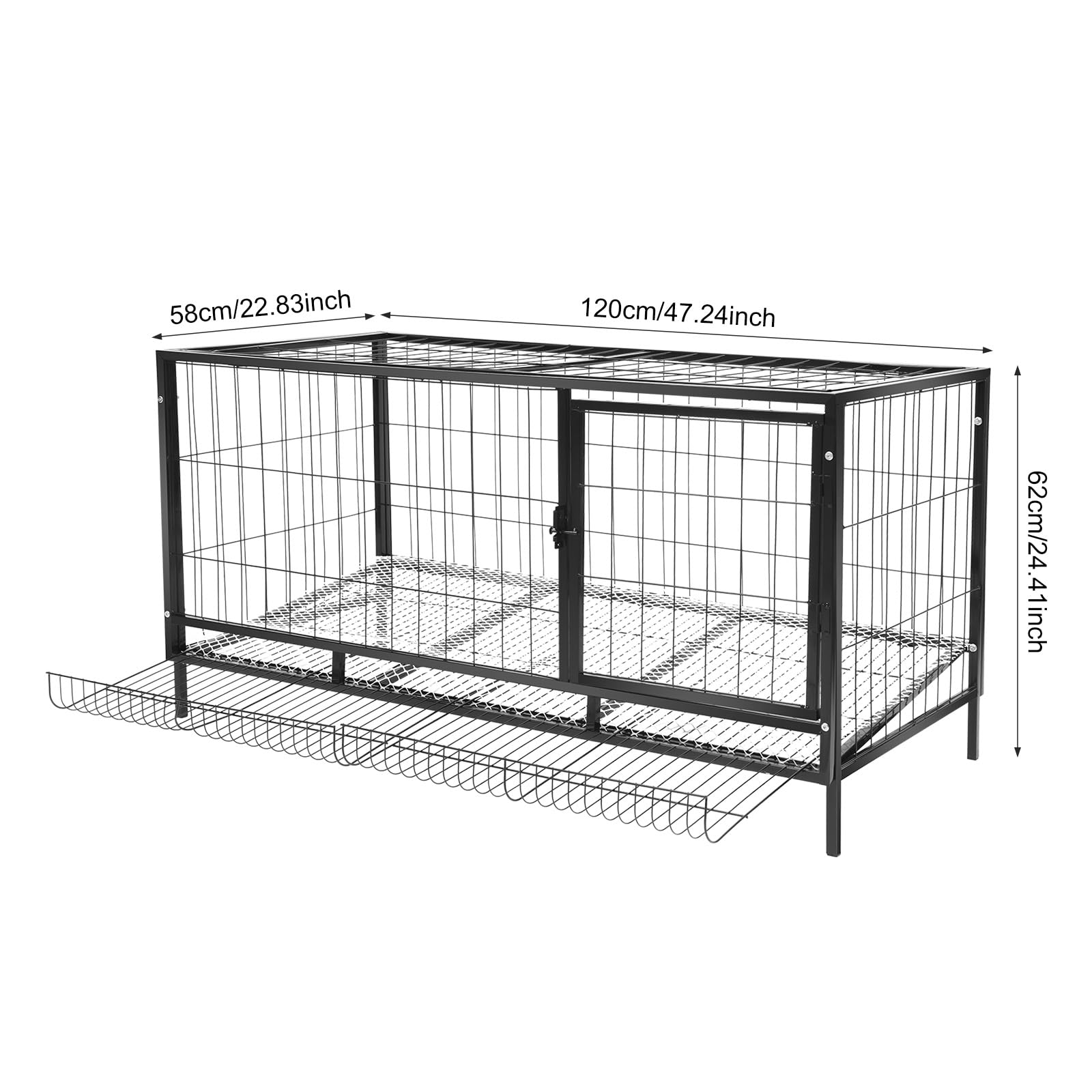 Jaula para pollo, 120 x 58 x 62 cm, con recolección automática de huevos, jaula de pollo de hierro exterior abatible y extraíble, para pollos, patos, conejos, gatos, perros, etc