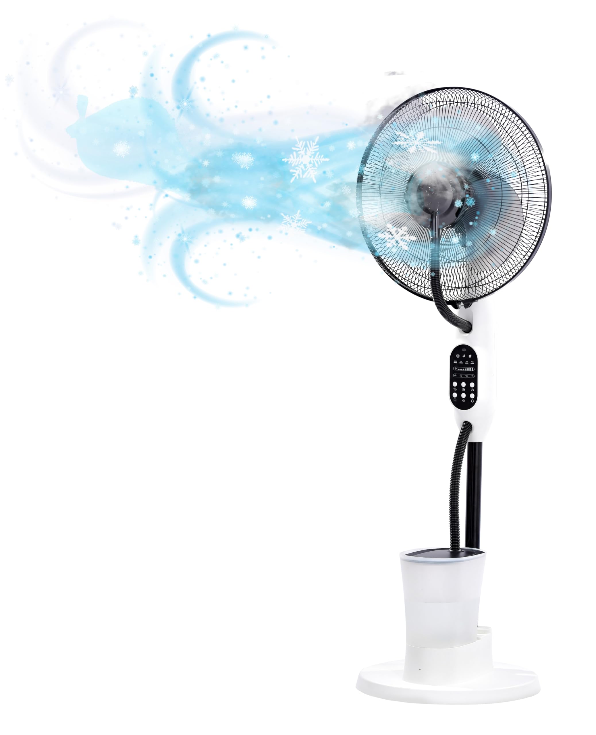 O'FRESH Ventilateur brumisateur sur Pied 125 cm – Puissant & Silencieux – Oscillation Automatique – 3 Vitesses – Intérieur – Idéal Maison, Bureau, Chambre - Rafraichit instantanémant