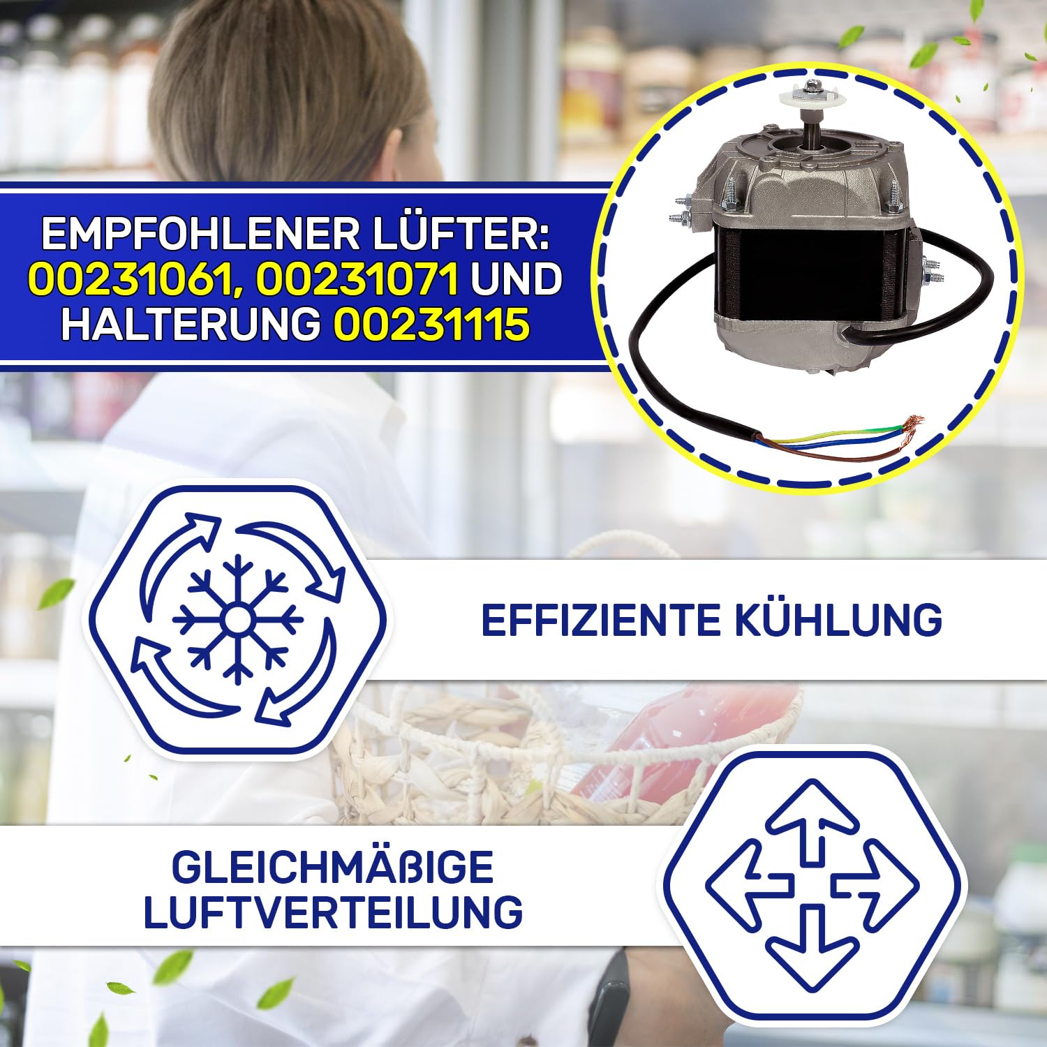 Universal Motorlüfter 25W 230V für Gefrierschrank und Kühlschränk - Garantie 10 Jahre - MONTERAL