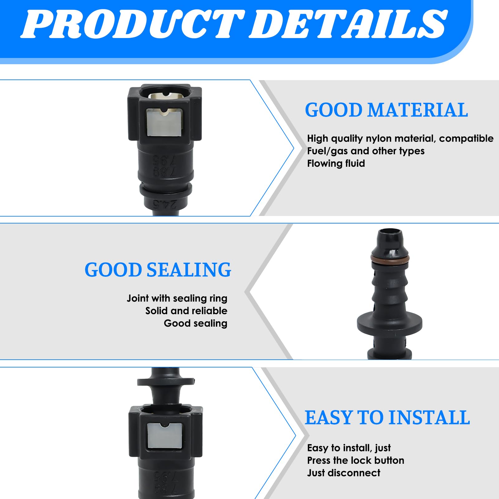 SGANCIO BENZINA INNESTO RAPIDO 8 Mm COLLEGAMENTO TUBO SERBATOIO - Foto 3